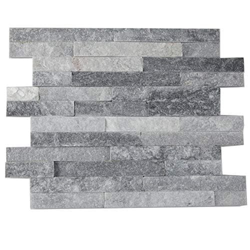 Split Face Interlocking Marble Tile, MM 5503-Alaska Grey, 14-1/4"x4, Natural Finish (Box of 10 Pieces)