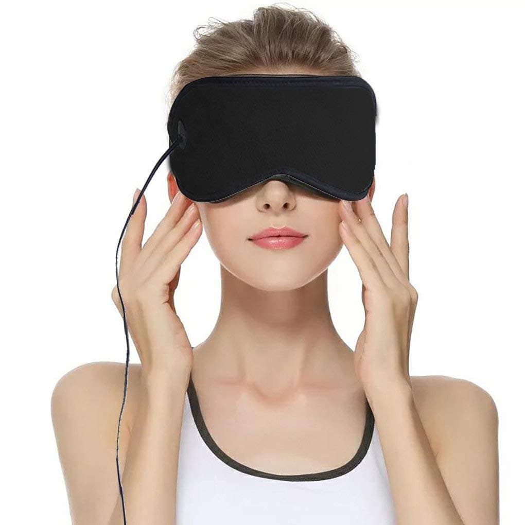 Heated Eye Mask, USB Sleep Mask with Adjustable Temperature and Time Control, 3 Temperatures Control with 6.2 ft USB Cable,Warm Massage to Relieve Dry Eye Syndrome, Eye Stress, Tired Eyes, with Dark