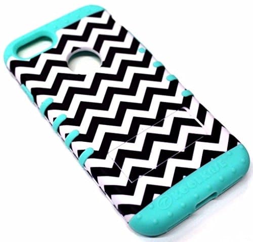 iPhone 7 Case, Dual Layer High Impact Shockproof Koolkase Hybrid Rubber Protector Armor Skin Case Cover with Free Screen Film Protector (Chevron Mint Blue)
