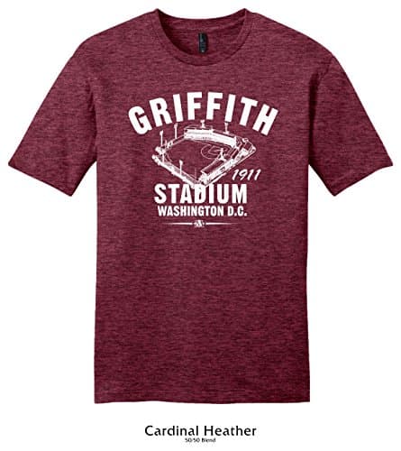 Throwbackmax 1911 Griffith Stadium Washington Senators Baseball Tee Shirt (Small, Cardinal Heather)