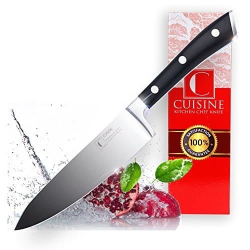 CUISINE Professional Kitchen Chef Knife Set – Super Sharp, 8-Inch, High Carbon German Stainless Steel – Well-Balanced, Lightweight, Ergonomic Handle – Durable, Rustproof + FREE Knives Sharpener by