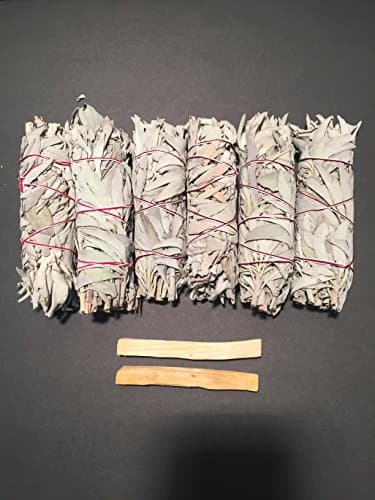 6 Pcs California White Sage Bundle Smudge Incense 5"+2 pcs FREE Palo Santo