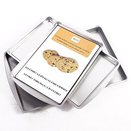 3 Piece Bakeware Jelly Roll Pan - Warp Resistant Nonstick Baking Pan ,Harmless Non-toxic Rectangular Toasting Pan ,Baking Tray，Biscuit Brownie Pan, Easy Clean &amp; Dishwasher Safe