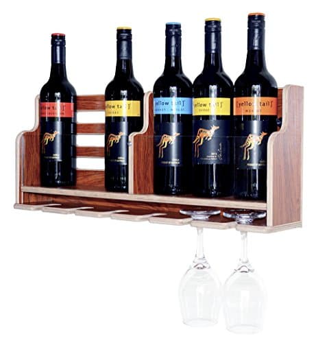 Wine Rack Wall Mounted Wine Racks (NEW) With Goblet Holder, Wall Mount Organizer, Wine Bottle Rack Shelf, Wooden Red