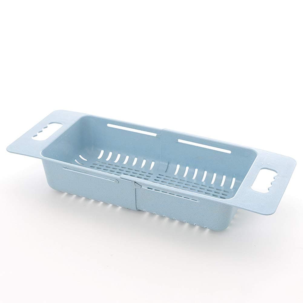 vitihipsy Adjustable Sink Dish Drying Rack Kitchen Organizer Plastic Sink Drain Basket Vegetable Fruit Holder Storage Rack