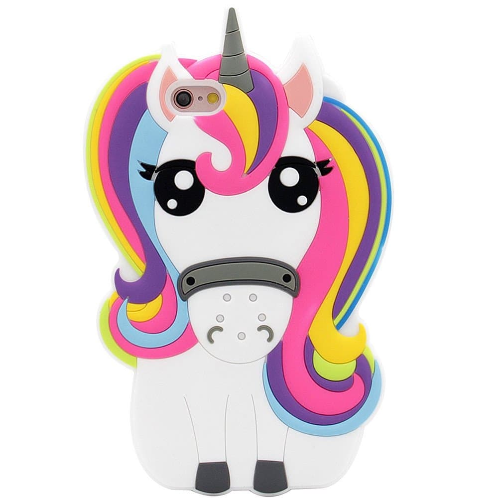 UFOTSAM iPhone 6 Case, iPhone 6S Case, 3D Cute Cartoon Rainbow Unicorn Horse Animal Shaped Soft Silicone Case Girls Kids Cover for iPhone 6G 6S (4.7" Inch) (Unicorn)