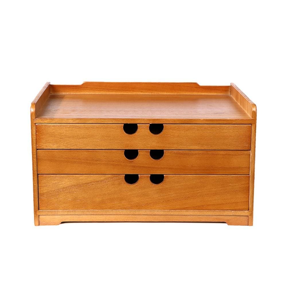 Solid Wood Office File Storage Box, Desktop Drawer Finishing Cabinet , raw wood color big