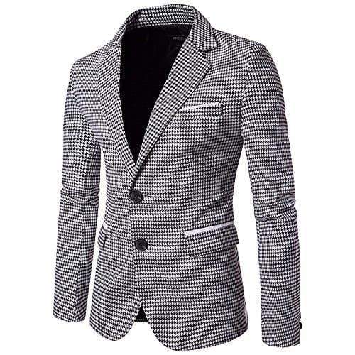 Blazer for Men Plaid One Button Suit Long Sleeve Turn Down Collar Casual Simple Sport Jacket Tops