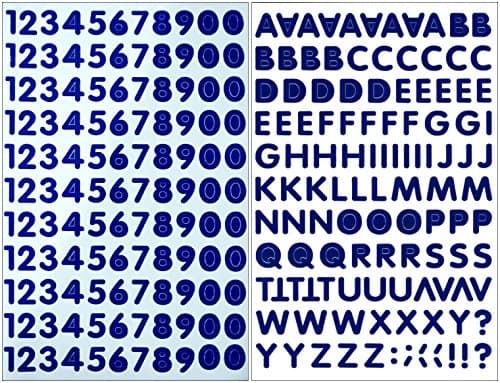 "10 Sheets" "0.7 Inch" Numbers &amp; Letters Alphabets Sticker Decal Graphic Logo Sign Stickers Car Blue