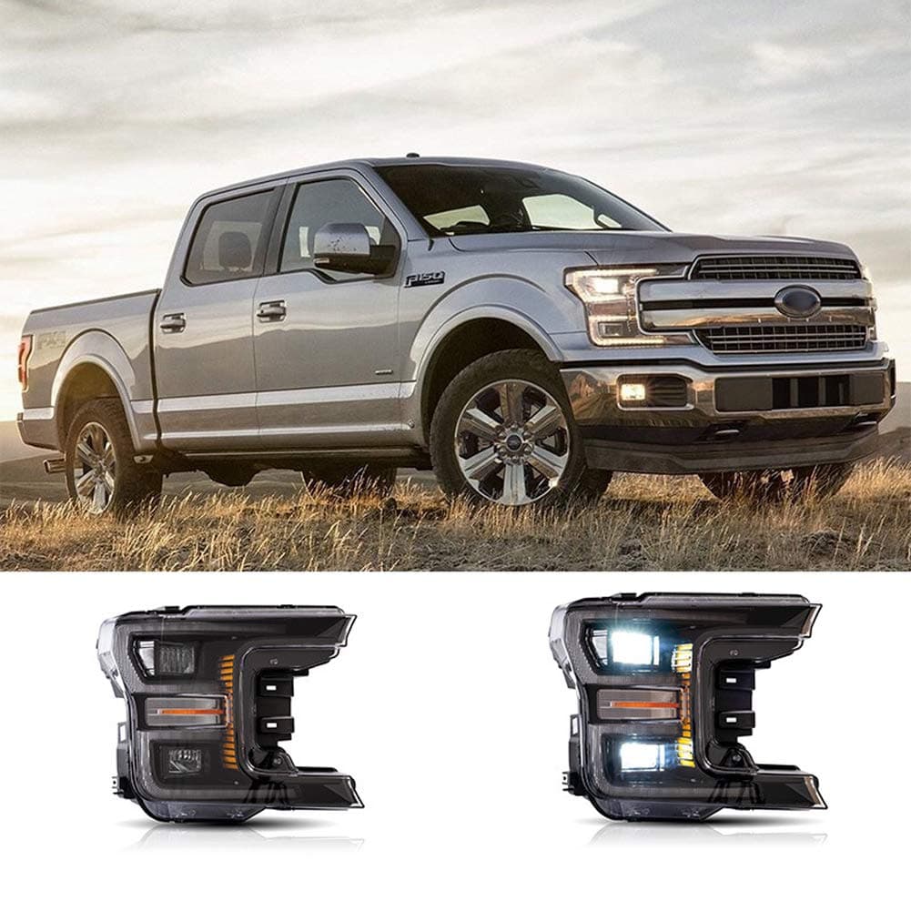 XDDXIAO CARRIED Head Light Headlight Assembly LED DRL Frontblinker Head Light/Headlamp Headlights with Sequential Indicator for Ford Raptor F150 2018,Black