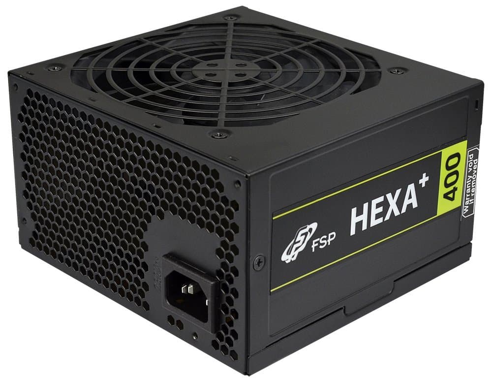 FSP Hexa+ 400, PC Power Supply 400 Watt, 80 plus, Compatible with ATX 12V V2.4 & EPS 12V V2.92, 3 Year Manufacturer, 5 Million US Dollars Product Insurance, Black