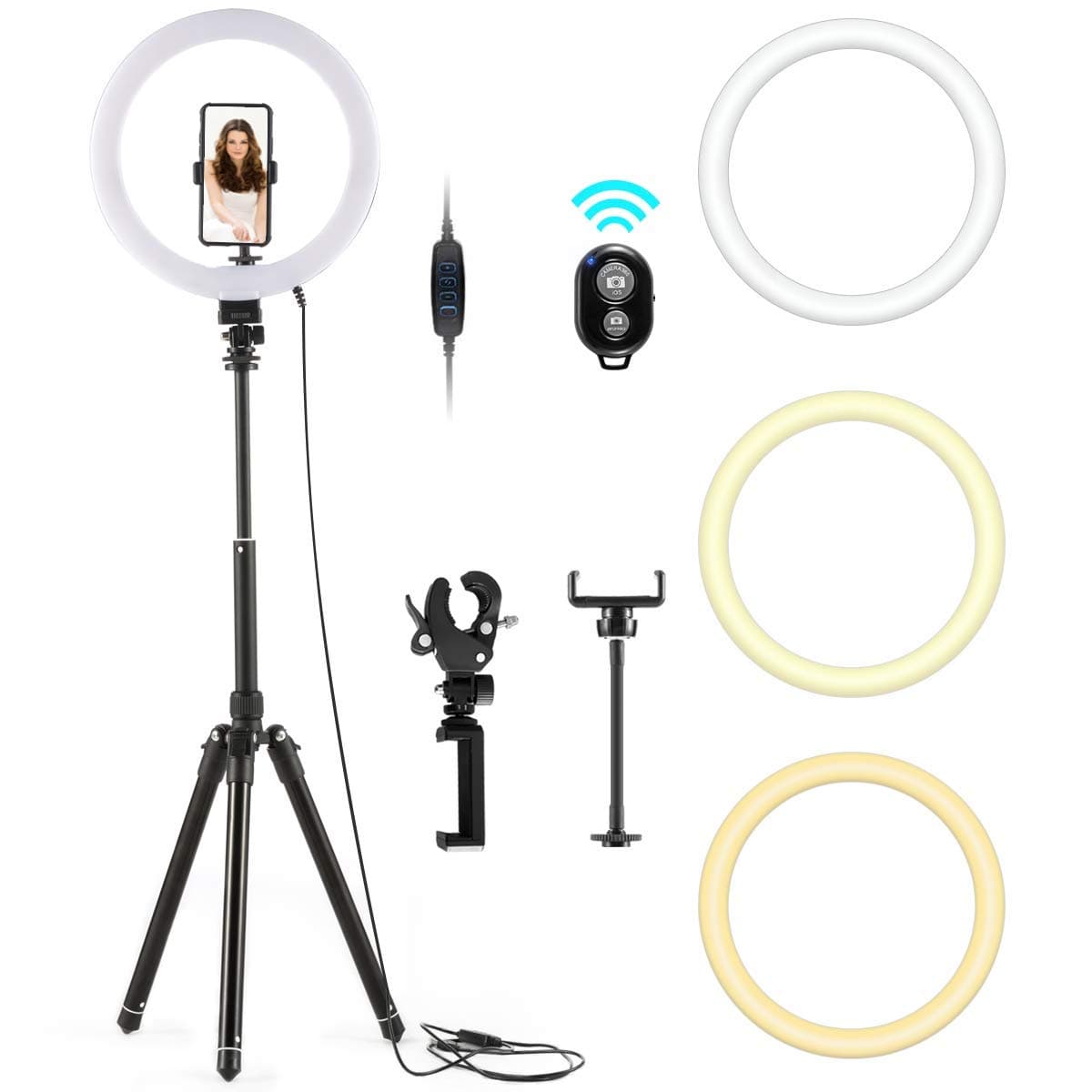 LED Ring Light 10" Selfie Light with Tripod Stand and Cell Phone Holder for Makeup/Live Stream, Camera Ringlight for YouTube Video/TikTok with 3 Light Modes and 10 Brightness Levels(Upgraded)