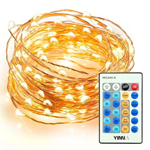YIMIA Outdoor LED String Lights, 100LED Waterproof Starry String Lights,Copper Wire Lights for Bedroom, Patio, Party, Indoor, Christmas Tree, Decorations, Weddings (33ft , Warm White,Remote Control )