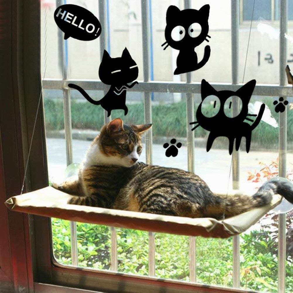 COUTUDI Cat Window Perch Fish Toy Hammock for Sunbath Comfortable Resting Sleeping Bed for Large Cat Kitty of Up to 33 lb