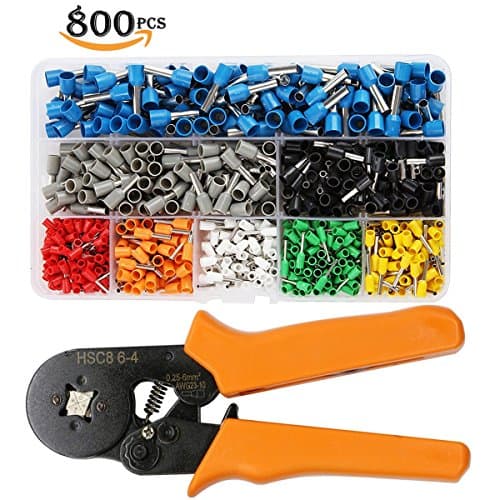 Crimp Tool Kit , JELEGANT Wire Ferrules Kit Crimper Plier Wire Self-adjustable Ratchet Wire Crimping Tools Ferrule Insulated Crimper with 800 AWG 23-10 Crimp Ferrule Terminals Crimper Plier Set