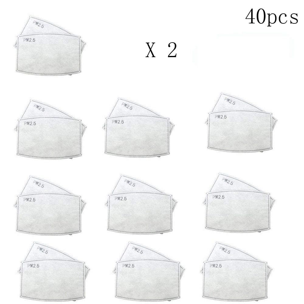 Flexmus 40 Pack of 5-Layer PM2.5 Activated Carbon Filter for 𝐌𝐀𝐒𝐊, Replaceable Anti Haze Filter Paper Sheet for 𝐌𝐀𝐒𝐊 for Kids Men Women Adult, Only Sold