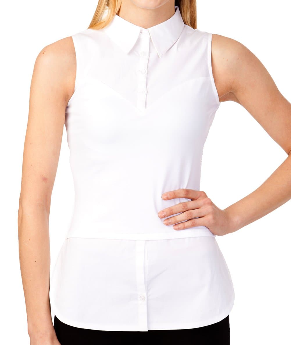 SkinnyShirt Women's Collar + Tails 2X White