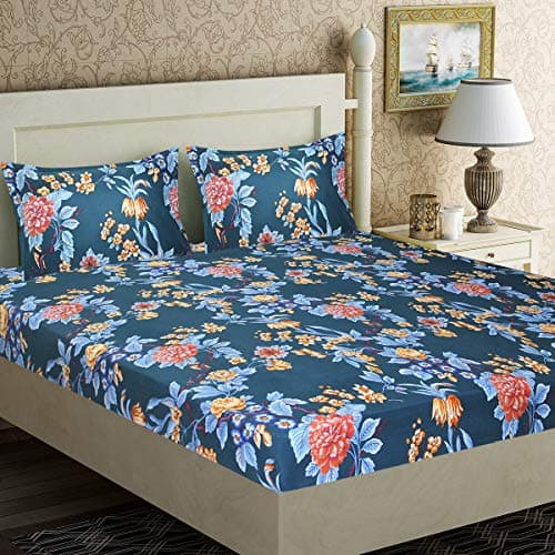 Home Candy Vivid Floral Microfiber Double Bed Sheet with 2 Pillow Covers