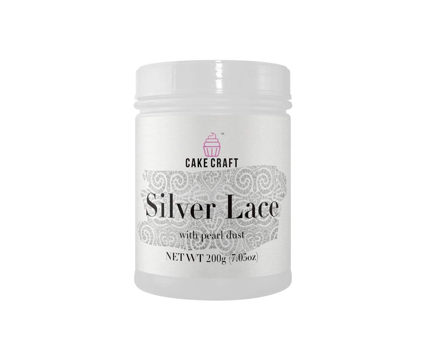 Cake Craft Silver Lace Cream With Pearl Dust 7.05 Ounces