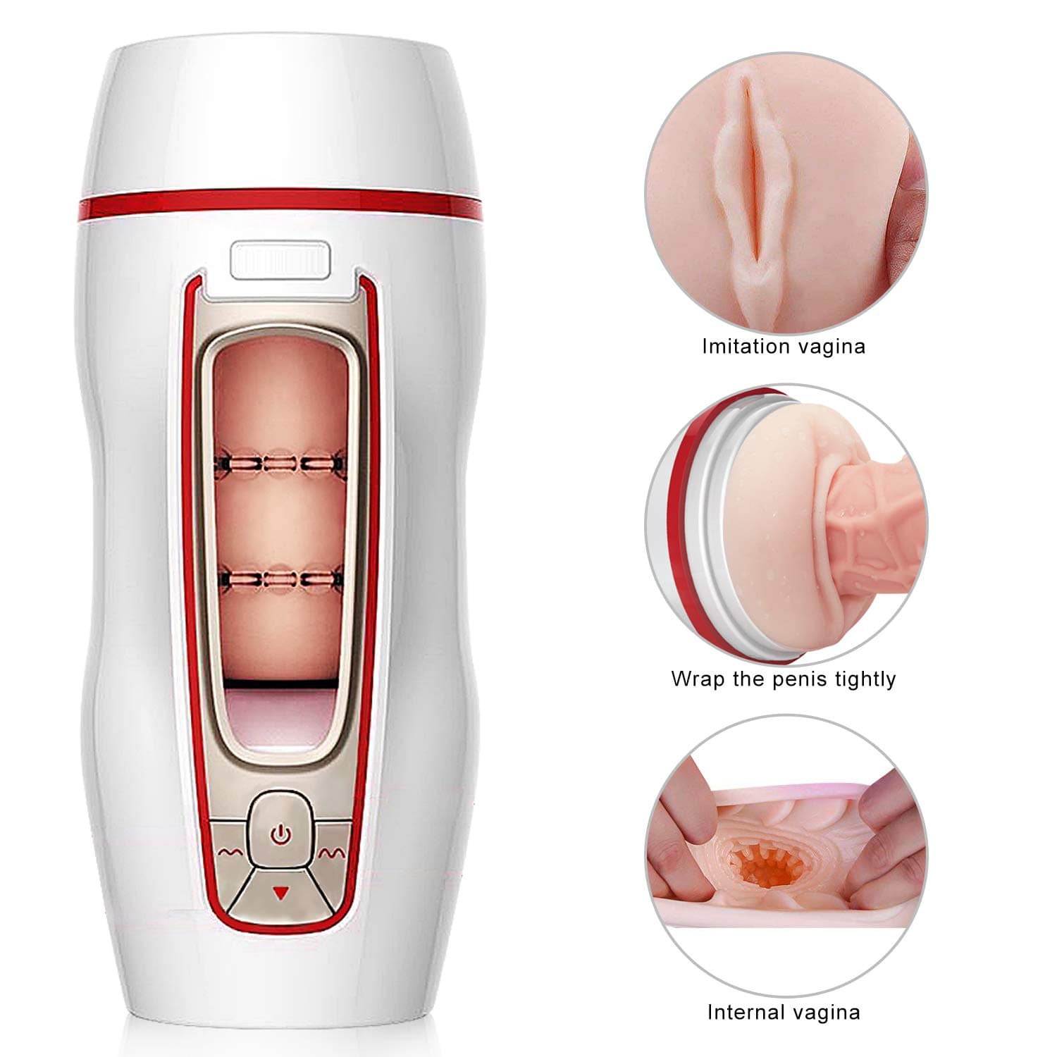 Electric Masturbation Cup Powerful Thrusting Double-end Vibranting Deluxe 3D Realistic vägina Pocket Pussey Stroker for Male Intelligent Automatic Rechargeable Underwear Tool for Men, Tshirt