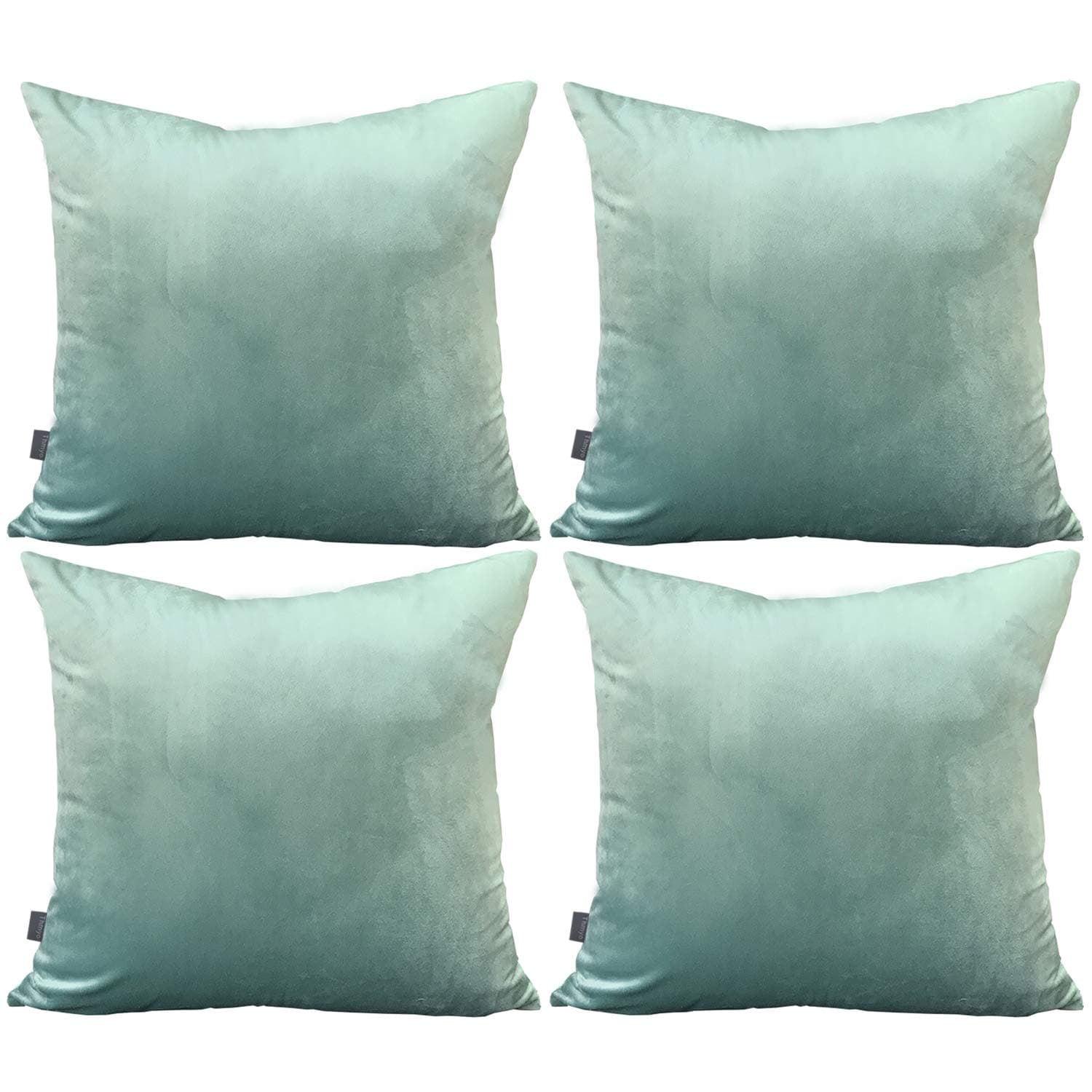 4 Pack Soft Velvet Cushion Covers,Comfortable Decorative Square Throw Pillow Covers for Sofa Bedroom Couch 18 x 18 Inch 45 x 45 cm(Cover Only,No Insert) (Light Green)