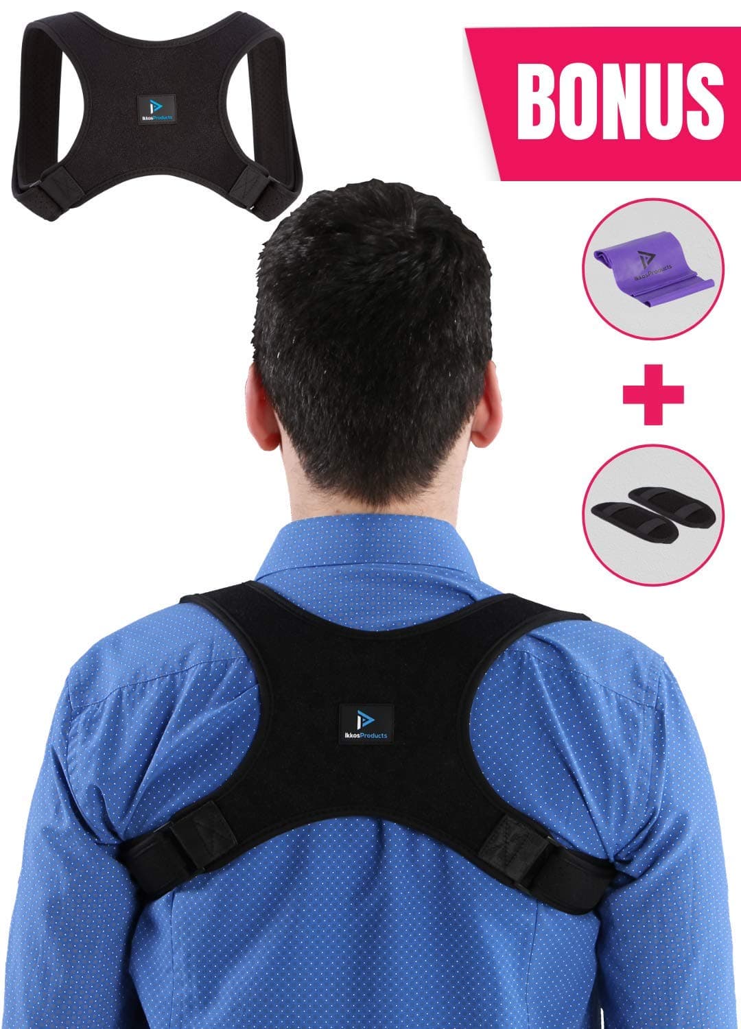 Upper Back Posture Corrector - Men and Women Brace Support for Shoulder, Neck Pain Relief - Back Straightener Posture Corrector - Upper Back Support - Posture Correction - Under Clothes - Black
