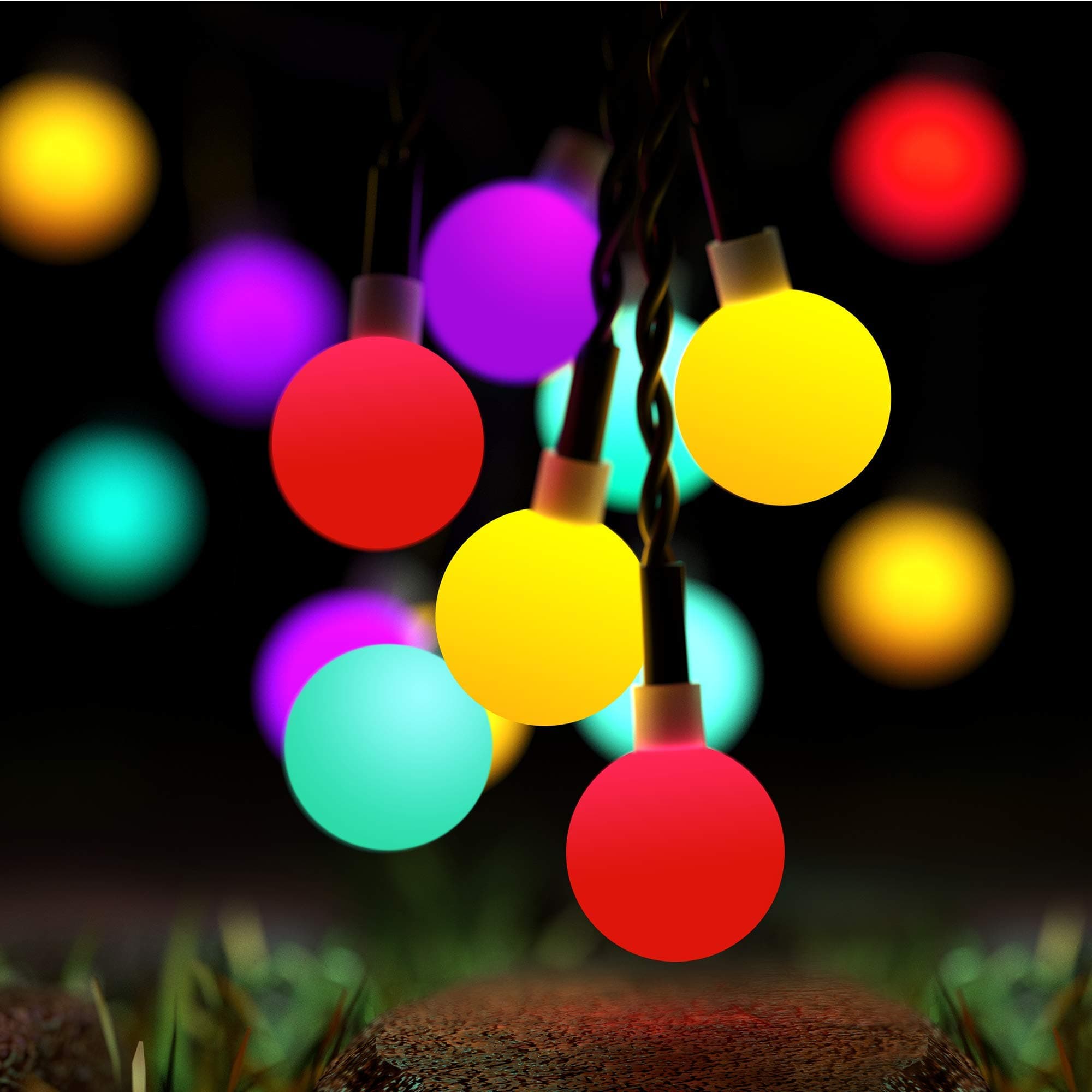 Solar Fairy Lights, Solar String Lights 60 LED Globe Ball 35.6 Ft with 8 Lighting Modes IP65 Waterproof Decorative Lights for Garden, Patio, Yard, Home, Tree, Party, Wedding, Festival Celebration