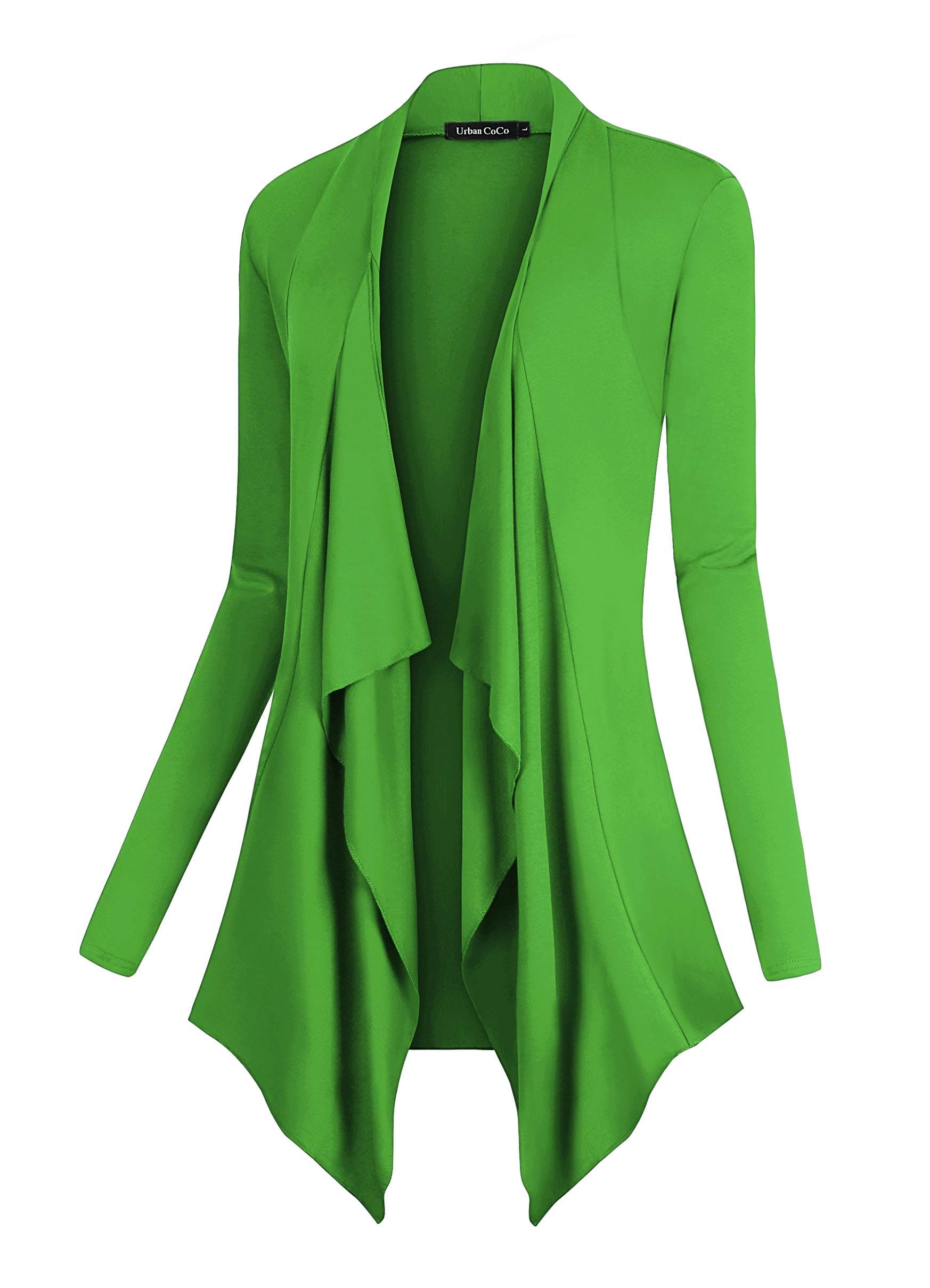 Urban CoCo Women's Drape Front Open Cardigan Long Sleeve Irregular Hem