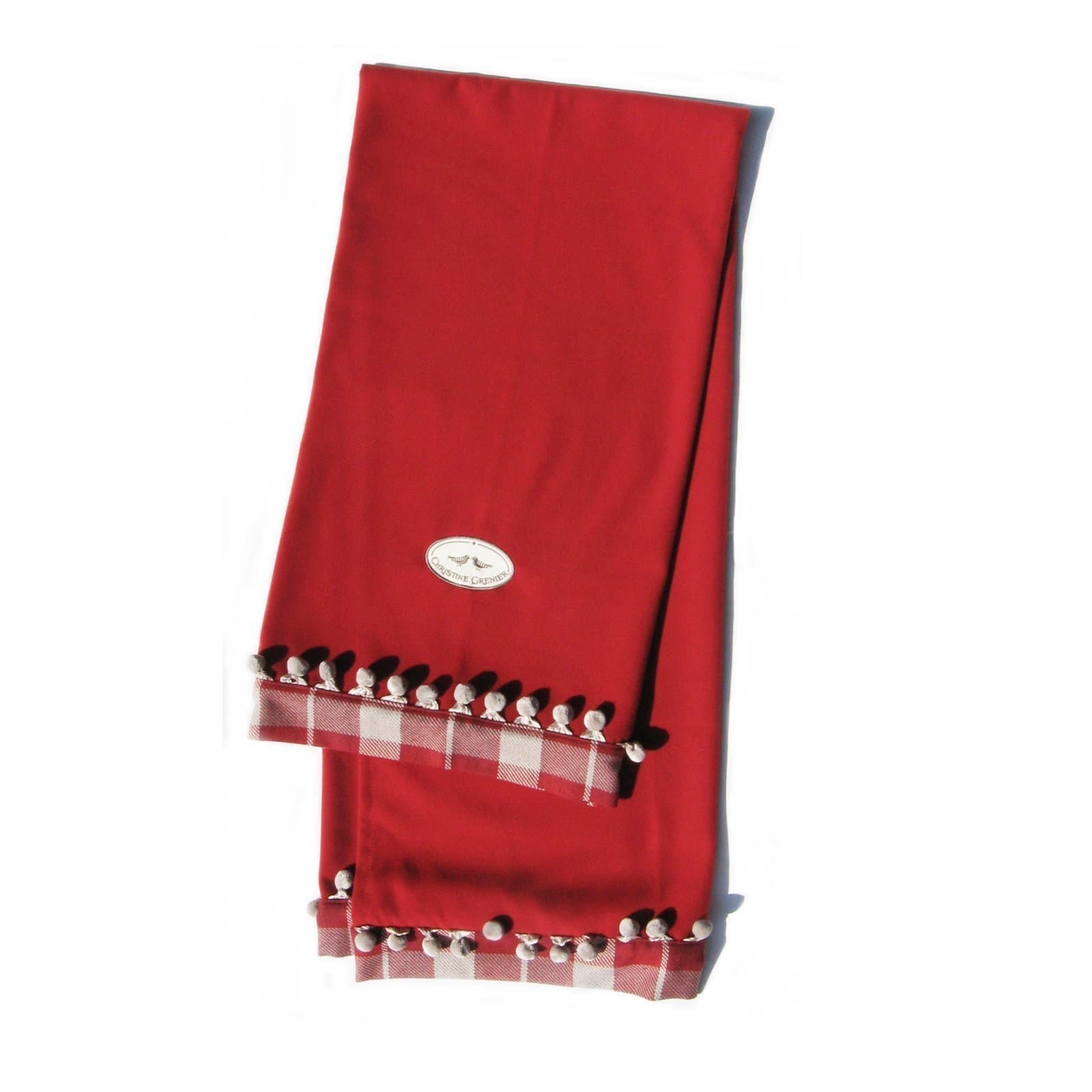 Throw Pompon Red Soft Woolen Fabric Plaid