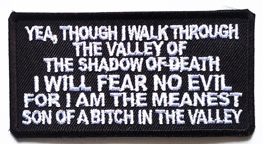 HHO SPEECH PATCH Embroidered Gothic Religious Patch, 3.3X1.7 inches, Black, Rectangular, Iron-On, 1 Piece