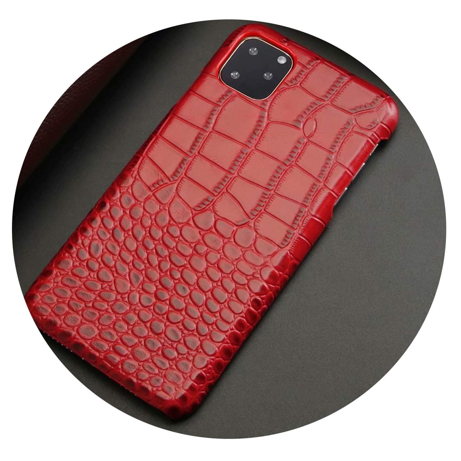 Luxury Genuine Leather Phone Case for iPhone 11 Pro Max Crocodile Grain Cow Hide Cover Fashion Plain Business,for iPhone 11 Pro Max,Red