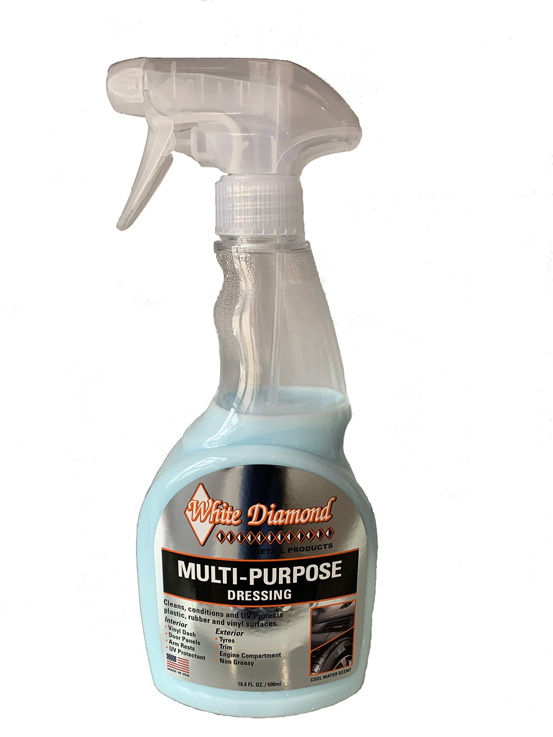 WHITE DIAMOND Multi-Purpose Spray Dressing - Cleans, Conditions and UV Protects: Vinyl Dash, Door Panels, arm Rests, Consoles, Leather Seats, Tires, Trim, Vinyl Toppers, Bed Covers etc.
