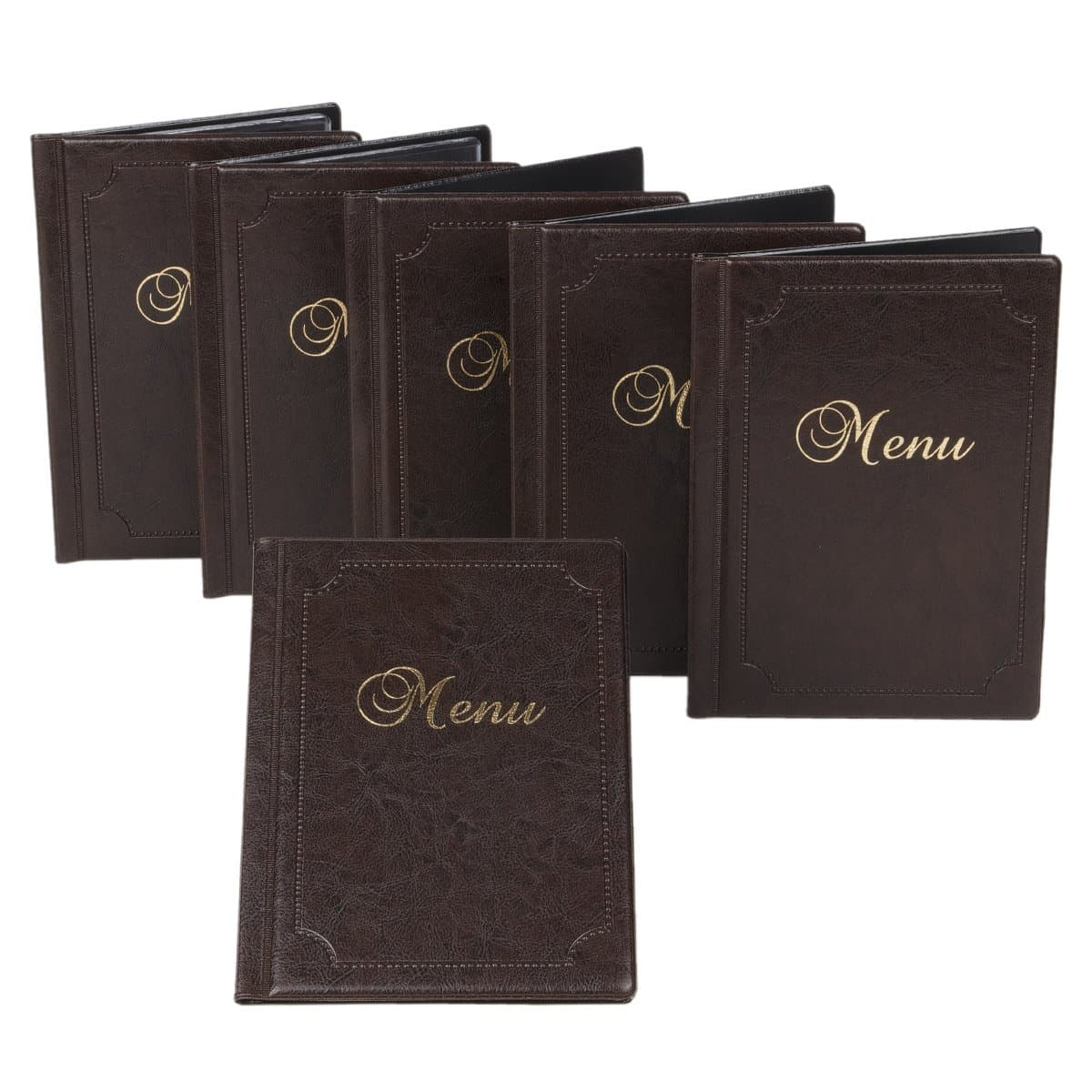 Set of 6 Flat Dark Brown Menu Menu 6 DIN A5 MARMORIERT