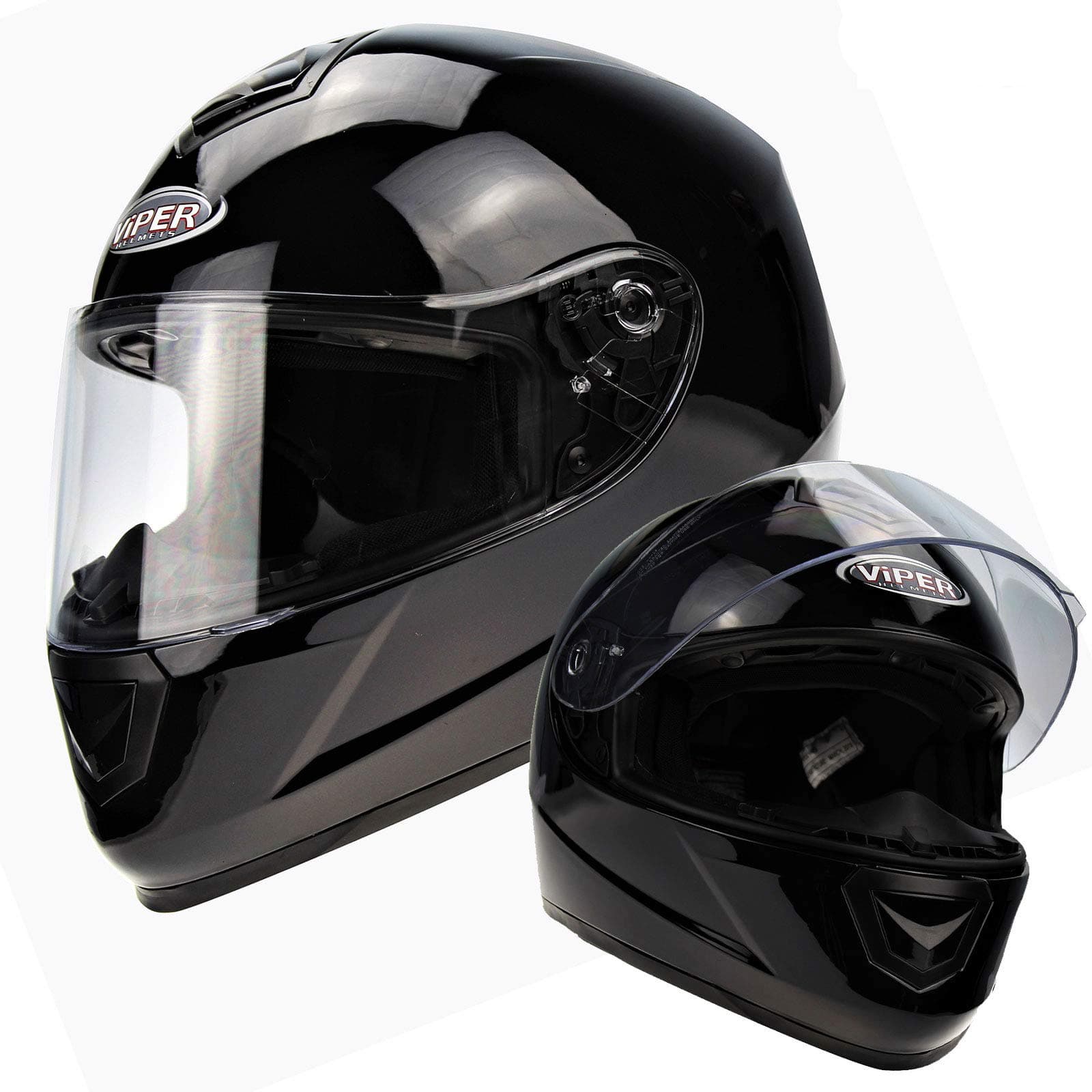 Viper RS-250 Helmet Plain Black Full Face Commuting Integral Men Women Racing Track Touring ECE Homologated Bike Wear (L (59-60 CM))