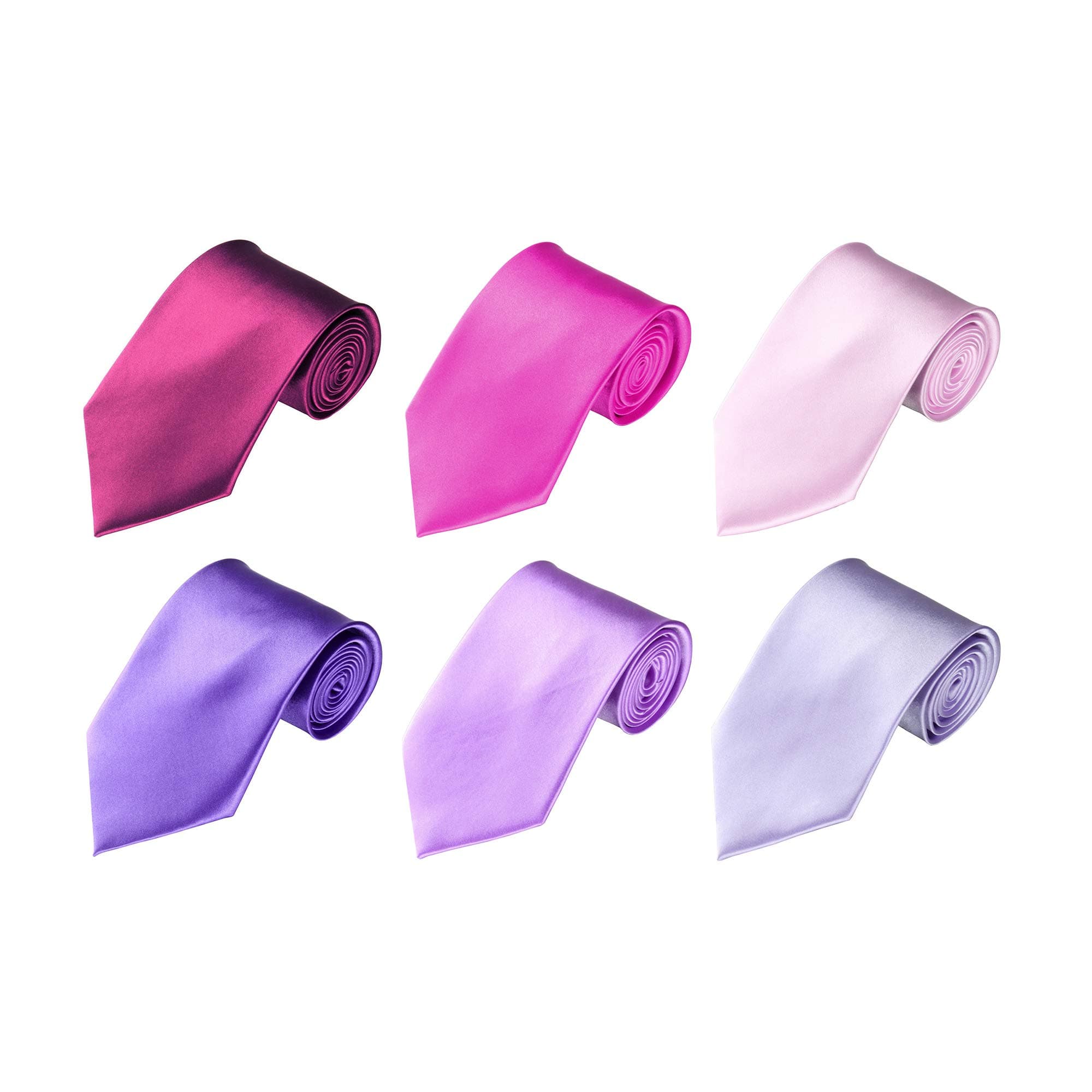 LilMents 6 Pack Mens Classic Plain Solid Color Formal Necktie Tie Set