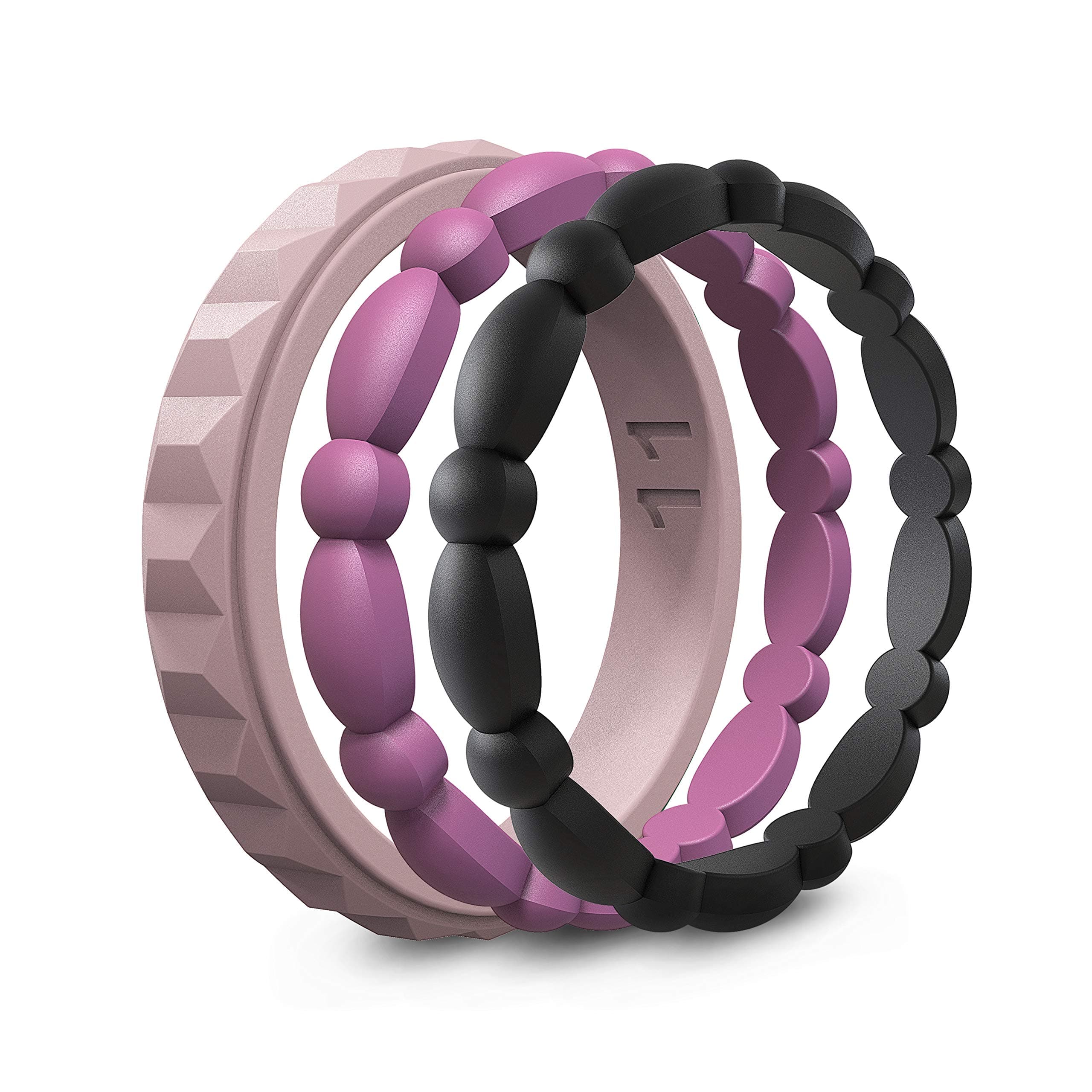 ASTERY Premium Silicone Wedding Ring for Women,Durable Stackable Thin Rubber Wedding Bands,3 Mix Style Pack 100% Guarantee