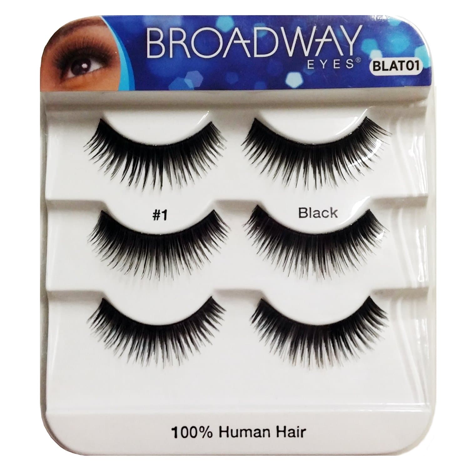 Broadway Eyes Black Strip False Eyelash Trio Pack 100% Human Hair #1 BLAT01