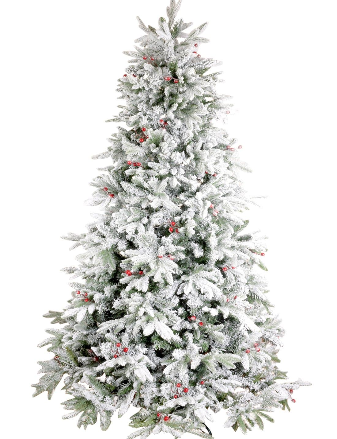 GuShuStore Flocked Christmas Tree Full Prelit Artificial Hinged Pine 7.5 Feet