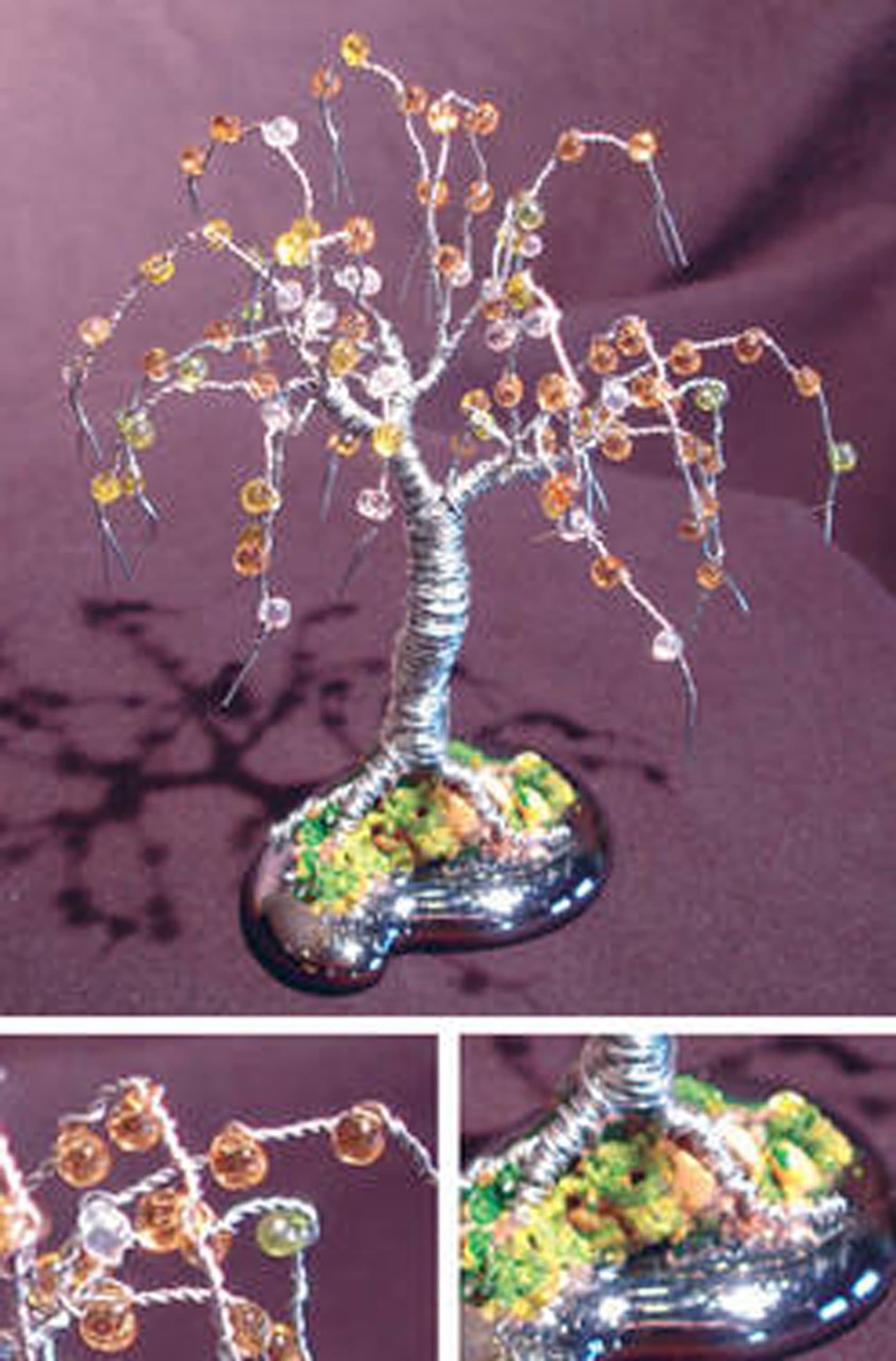 Beaded Willow - Mini Wire Tree Sculpture, By Sal Villano