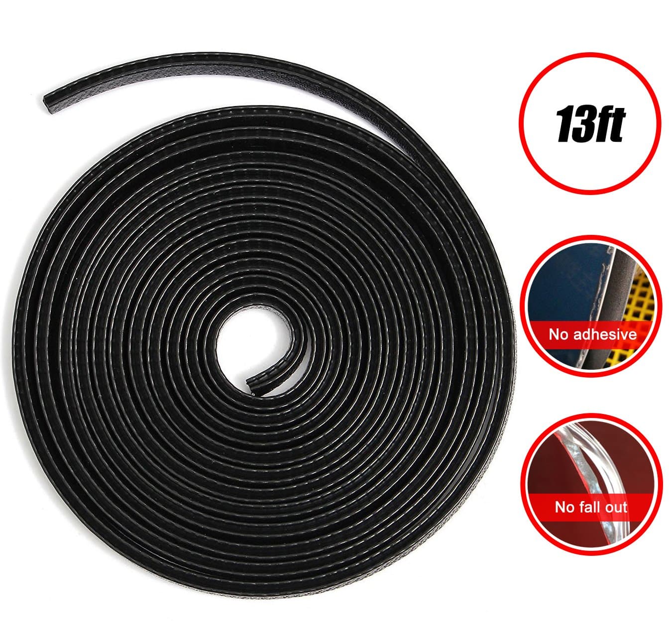 Rubber Car Door Edge Guards - 13Ft(4M) U Shape Edge Seal Protector Trim Strip Molding Durable Fits Most Cars By YUKITA