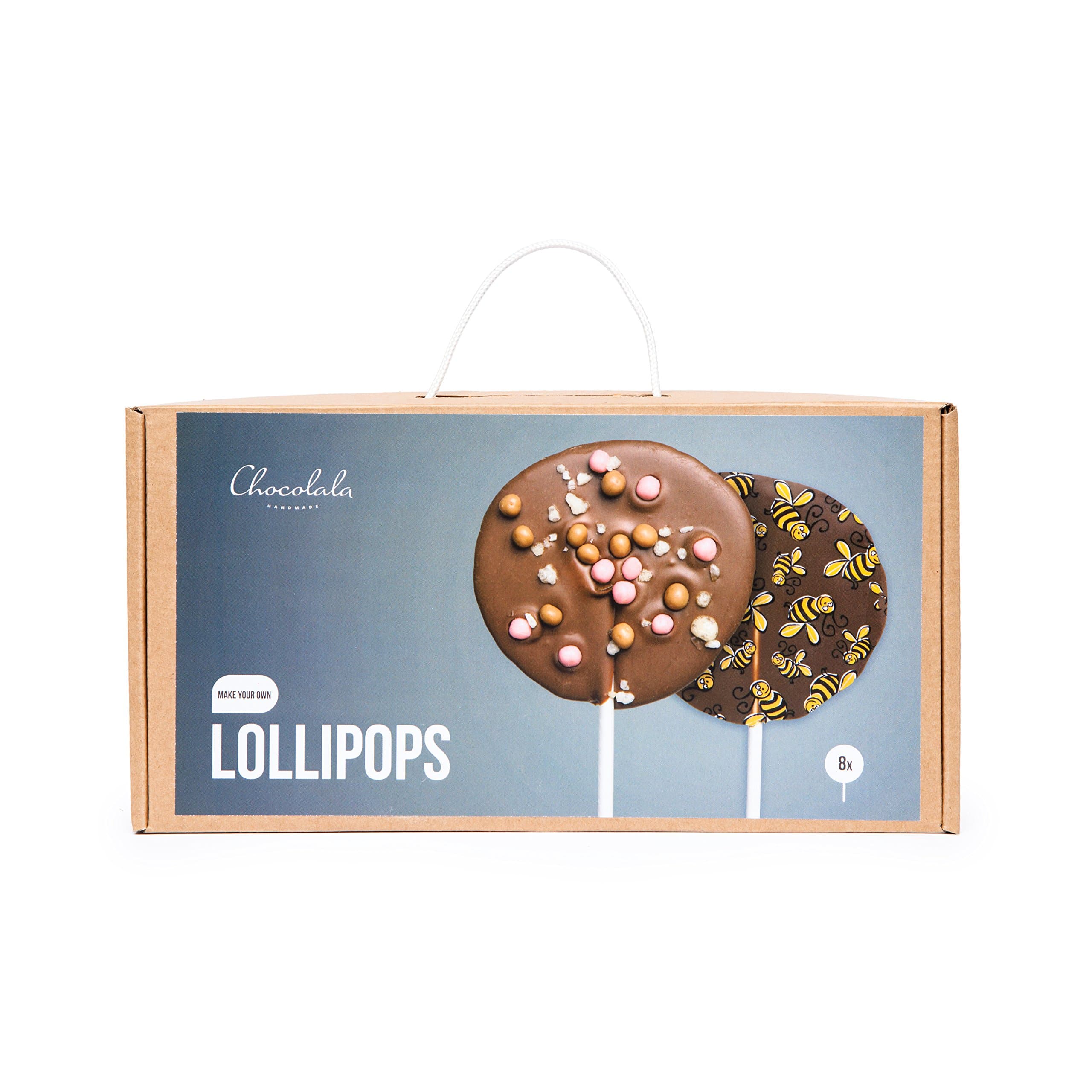 Chocolala Chocolate Box Lollipop Maker | Best For DIY Chocolate Maker, Kids Birthday Party Gift and Activity. Premium Fairtrade Milk Chocolate - Set of 8 Make Your Own Lolly - Makes a Great Sweet Gift