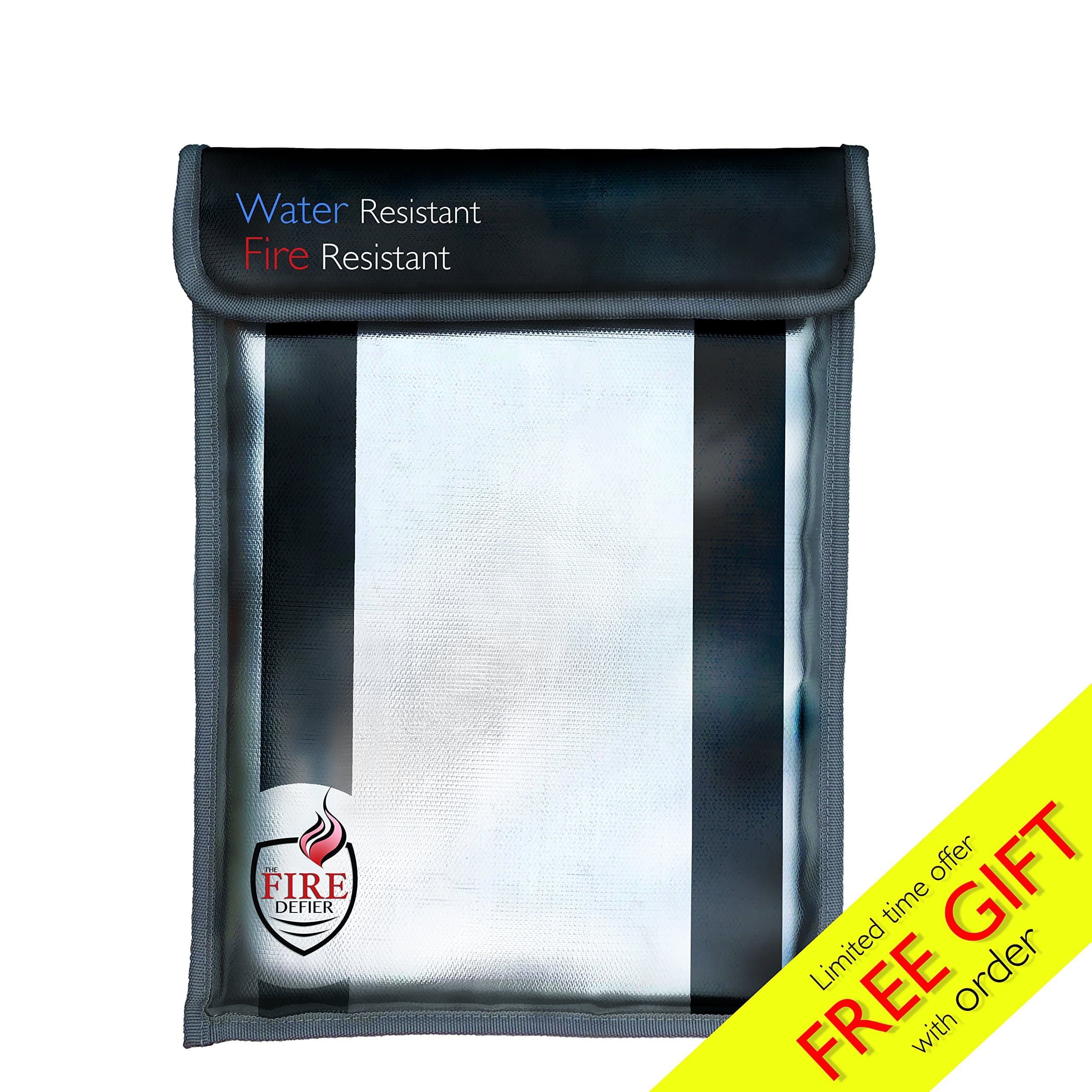 Fireproof document bag, Fire Defier, Fire resistant document pouch, 15" x 11", Non itchy Reflective coated fire resistant money bag, Fire proof safe storage for documents, money, jewelry and passports