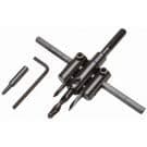 Carbide Tip Adjustable Circle Cutter with Plain Brad Point Drill, 4mm Hex Key Wrench, 1-1/4'' Drill Bit and 2 Cutting Blades