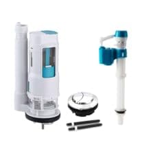 Water Saving Plastic Dual Flush float Valve cistern repairing kit, 8 Inch Flush Siphon amd adjustable Fill Valve With 58 mm Push Chrome Plated Button For toilet Commode