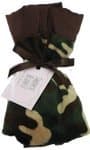 Minky Camo Print Security Blanket with Brown Satin Trim