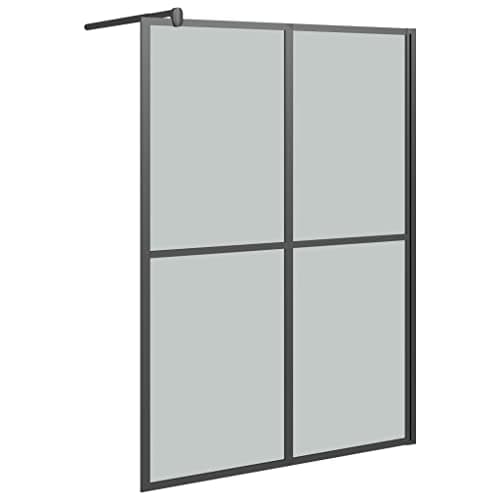vidaXL Walk-in Shower Enclosure, Bathroom Wall Panel with Adjustable Supporting Bar, Shower Screen, Shower Wall, Black Frame Dark Tempered Glass