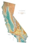 California Medium-Sized Topographic Wall Map by Raven Maps, Print on Paper (Non-Laminated)