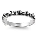 Sterling Silver Ring - Music Notes 3mm Band Rings Size