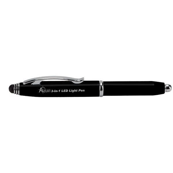 Acurit3-in-1 LED Penlight with LED Light, Large Diameter Barrel Pen & Touchscreen Stylus All in One, Single, Black