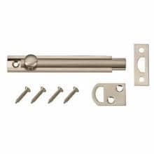 Ultra Hardware 4” Surface Bolt – Mortise and Surface Strikes Included – Satin Nickel